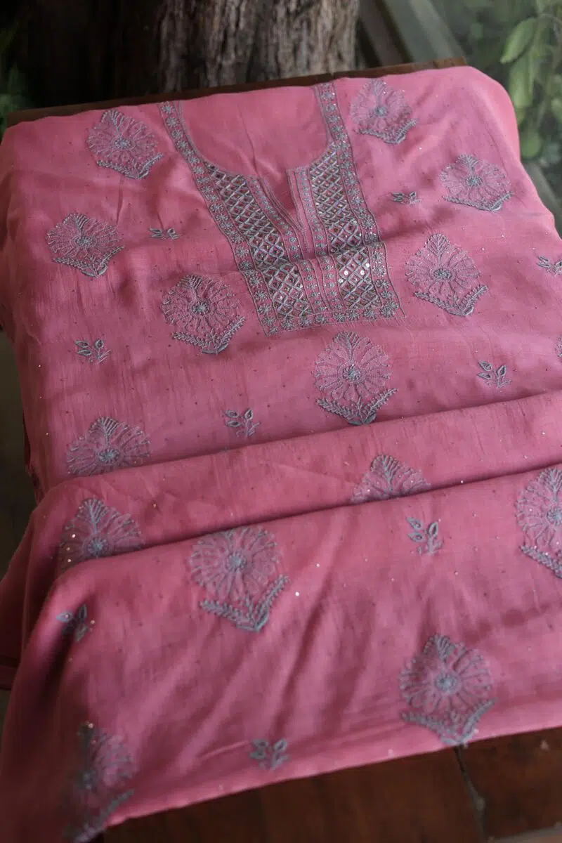 Mal Cotton Fine Chikankari Unstitched Fabrics