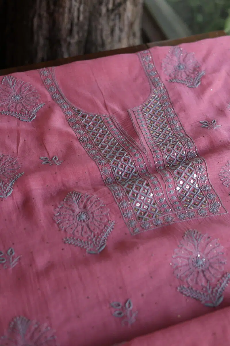 Mal Cotton Fine Chikankari Unstitched Fabrics