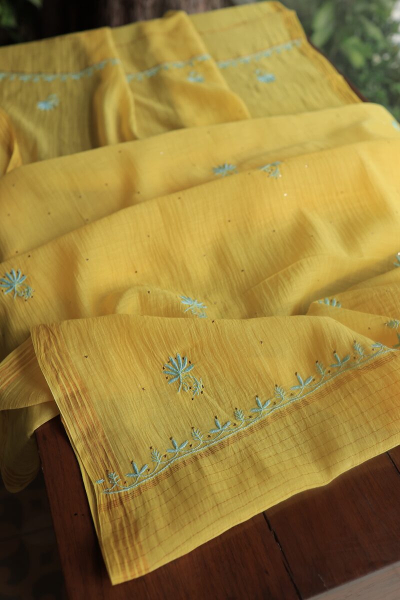 Malmal Cotton Fine Chikankari Kamdani Unstitched Fabrics