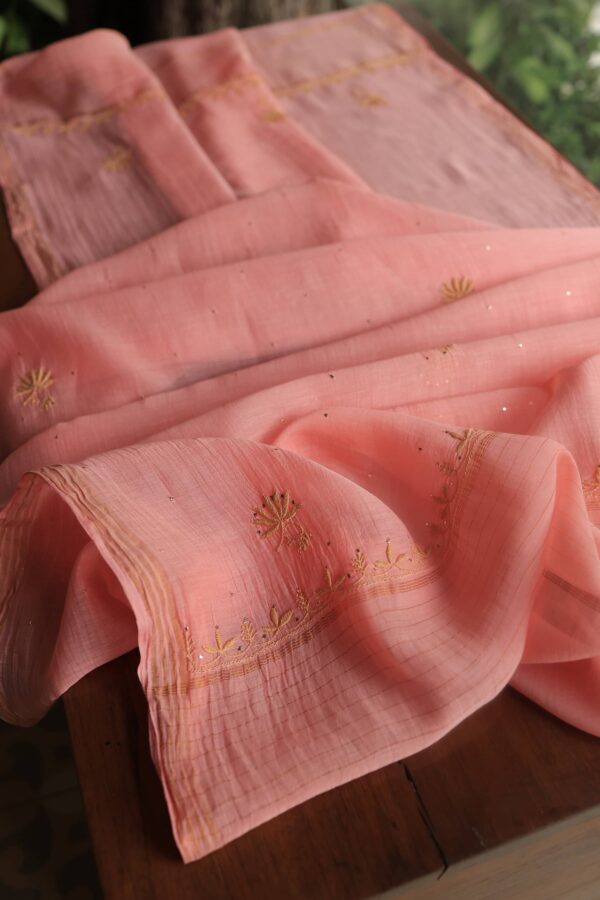 Malmal Cotton Fine Chikankari Kamdani Unstitched Fabrics - Image 8