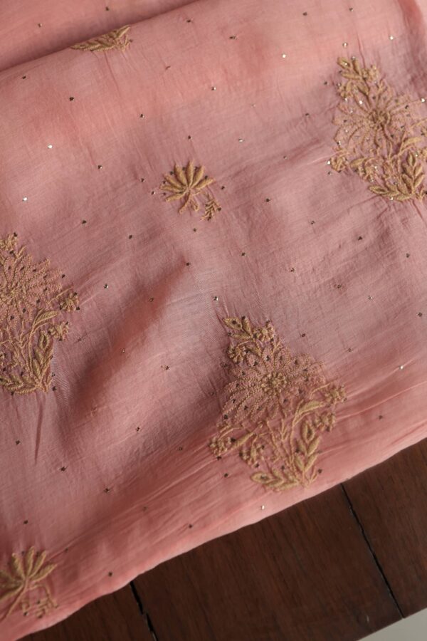 Malmal Cotton Fine Chikankari Kamdani Unstitched Fabrics - Image 7