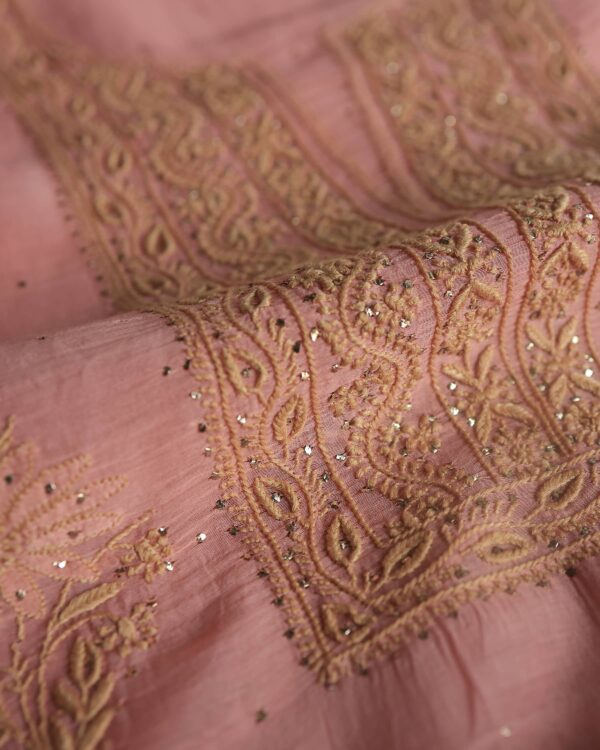 Malmal Cotton Fine Chikankari Kamdani Unstitched Fabrics - Image 6
