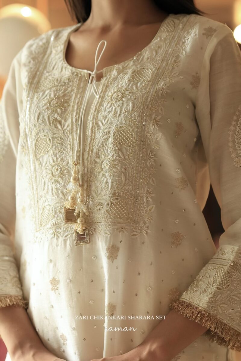 Benarasi Zari Chanderi Chikankari Sharara Set