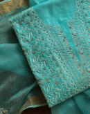 Paper Tussar Ari Kasab Resham Chikankari Unstitched Fabrics