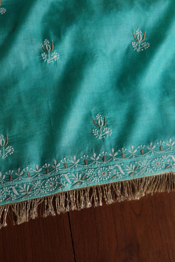 Paper Tussar Ari Kasab Resham Chikankari Unstitched Fabrics - Image 15