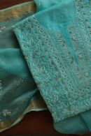 Paper Tussar Ari Kasab Resham Chikankari Unstitched Fabrics