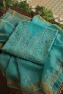 Paper Tussar Ari Kasab Resham Chikankari Unstitched Fabrics