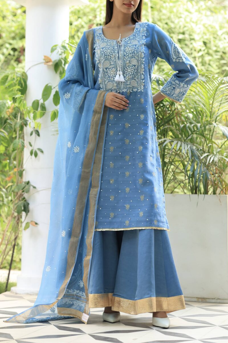 Benarasi Zari Chanderi Chikankari Sharara Set