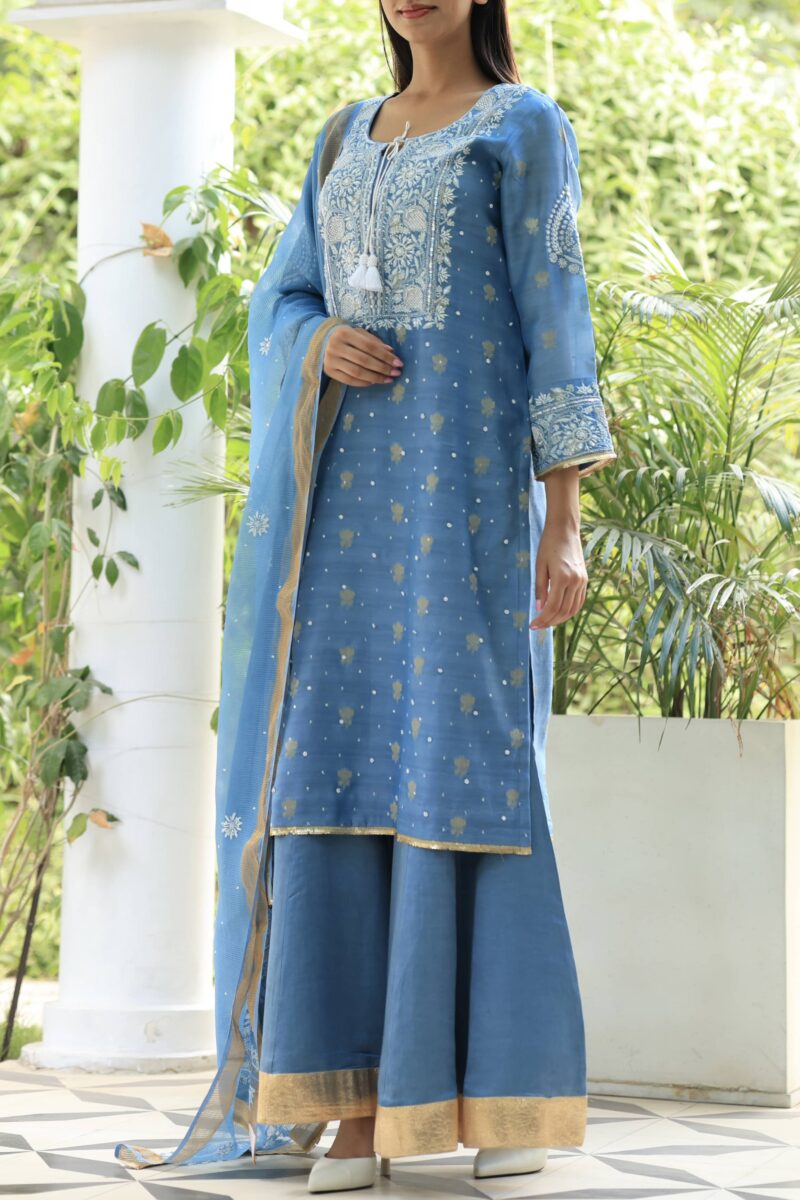 Benarasi Zari Chanderi Chikankari Sharara Set