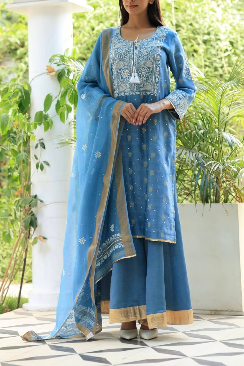 Benarasi Zari Chanderi Chikankari Sharara Set