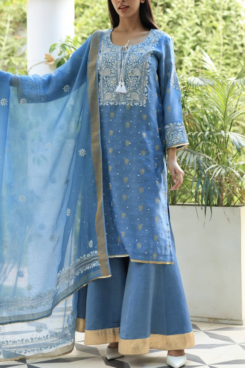 Benarasi Zari Chanderi Chikankari Sharara Set