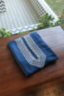 Blue Linen Chikankari Unstitched Men's Kurta Fabric
