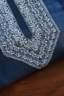 Blue Linen Chikankari Unstitched Men's Kurta Fabric