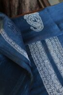 Blue Linen Chikankari Unstitched Men's Kurta Fabric