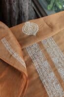 Blue Linen Chikankari Unstitched Men's Kurta Fabric