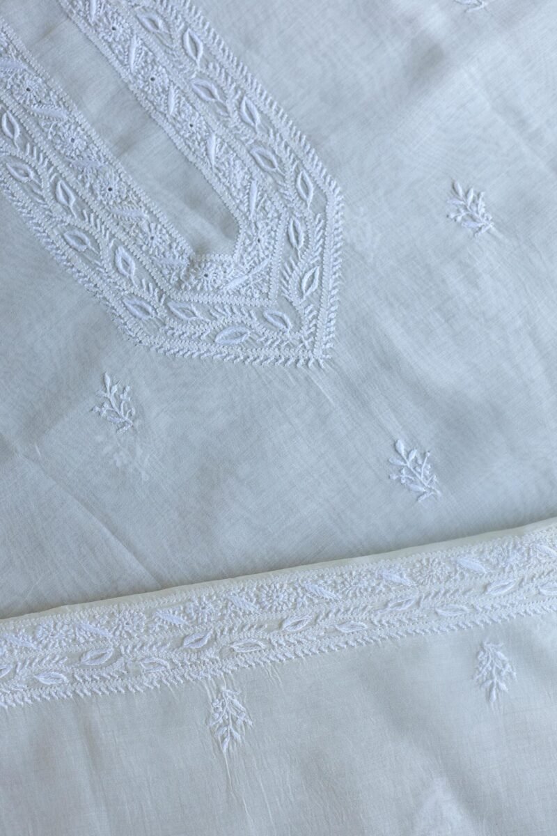 Fine Work Chikankari Chanderi Unstitched Men's Kurtas Fabrics