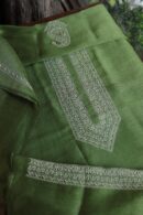 Green Linen Chikankari Unstitched Men's Kurta Fabric