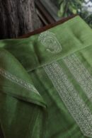 Green Linen Chikankari Unstitched Men's Kurta Fabric