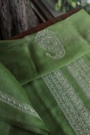 Green Linen Chikankari Unstitched Men's Kurta Fabric
