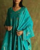Green Noor Organza Badla Anarkali With Dupatta