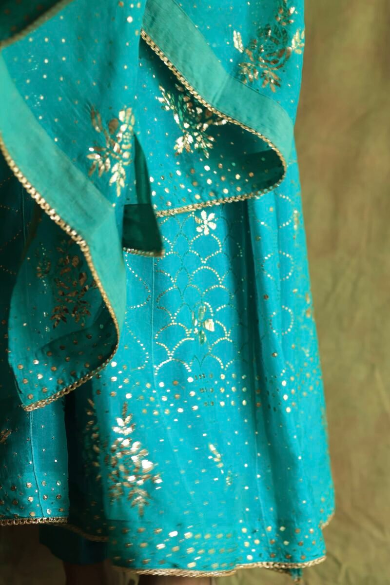 Green Noor Organza Badla Anarkali With Dupatta