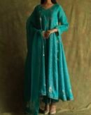 Green Noor Organza Badla Anarkali With Dupatta