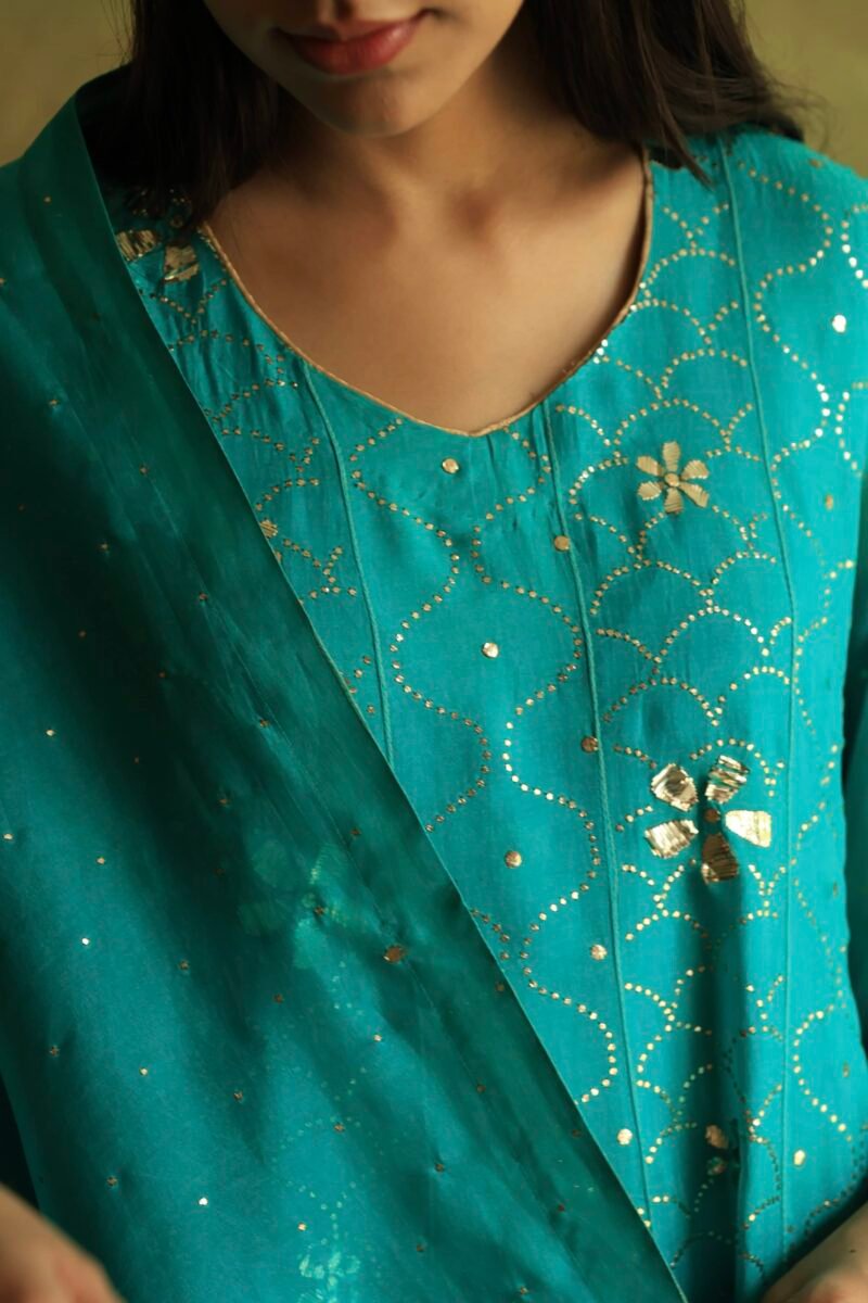 Green Noor Organza Badla Anarkali With Dupatta