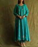 Green Noor Organza Badla Anarkali With Dupatta