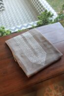 Grey Linen Chikankari Unstitched Men's Kurta Fabric