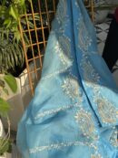 Blue Noor Organza Fine Resham Chikankari Saree