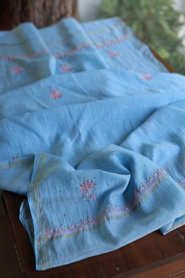 Malmal Cotton Fine Chikankari Kamdani Unstitched Fabrics - Image 9