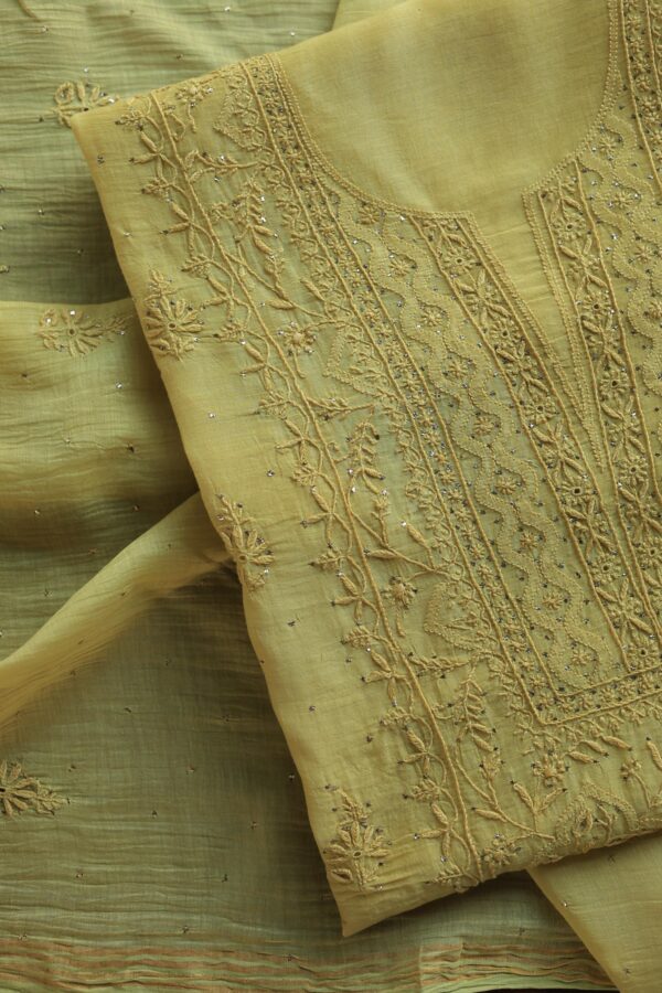 Mal Cotton Fine Chikankari Unstitched Fabrics - Image 4