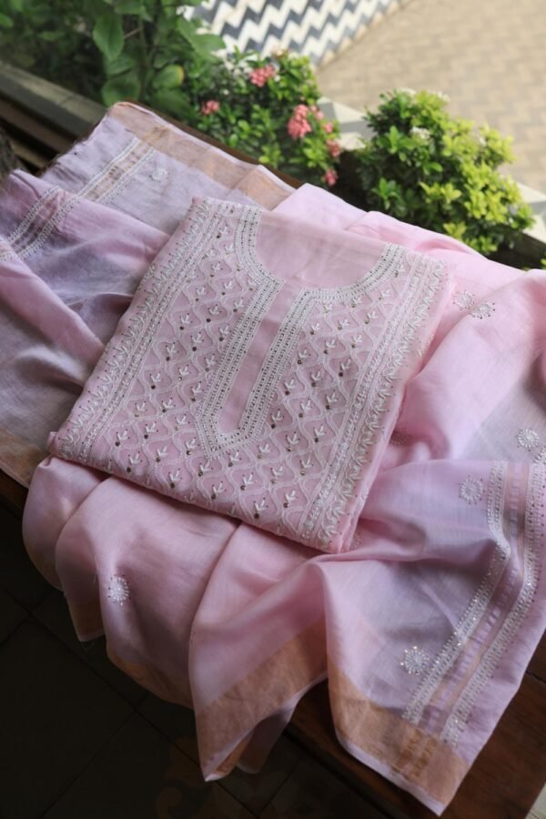 Mal Cotton Fine Chikankari Unstitched Fabrics - Image 3