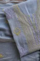 Malmal Cotton Fine Chikankari Kamdani Unstitched Fabrics
