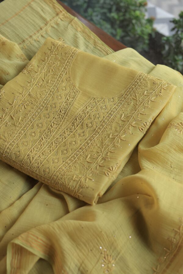 Mal Cotton Fine Chikankari Unstitched Fabrics - Image 3