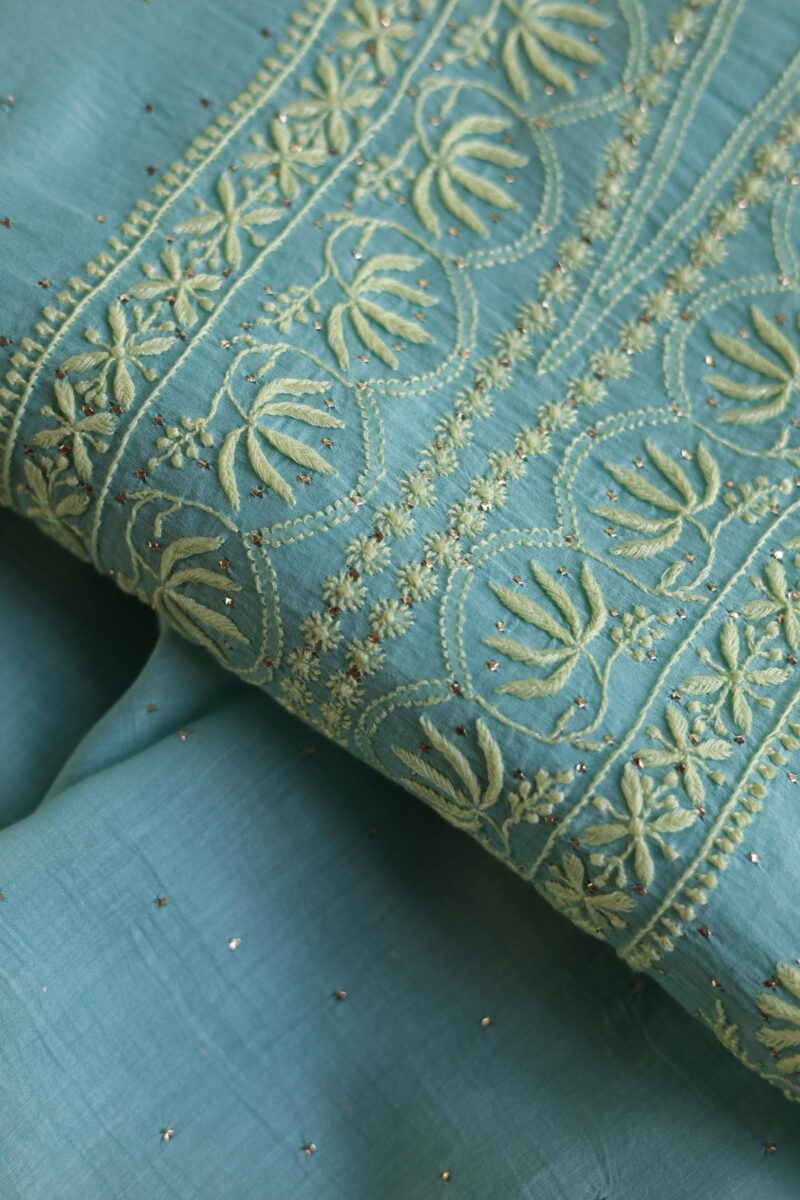Malmal Cotton Fine Chikankari Kamdani Unstitched Fabrics