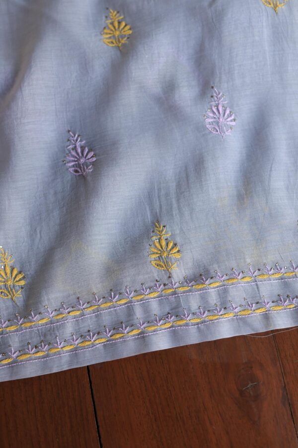 Malmal Cotton Fine Chikankari Kamdani Unstitched Fabrics - Image 11