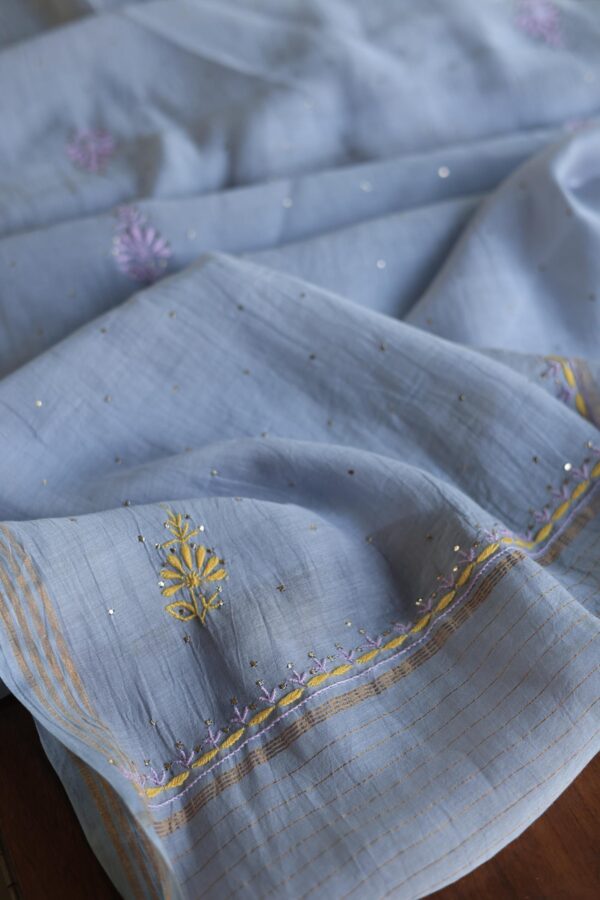 Malmal Cotton Fine Chikankari Kamdani Unstitched Fabrics - Image 6