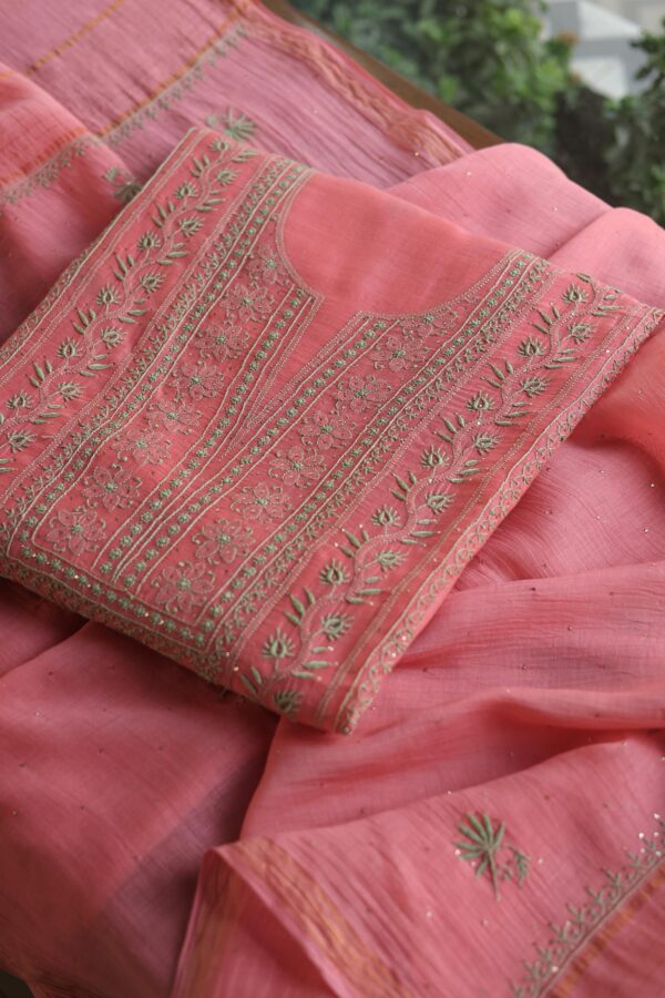 Malmal Cotton Fine Chikankari Kamdani Unstitched Fabrics
