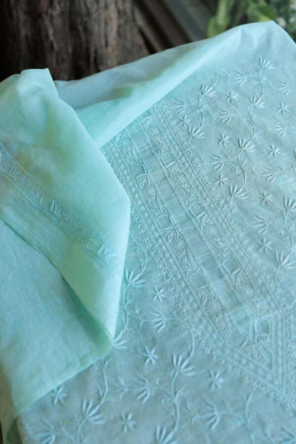 Malmal All Over Chikankari Mens Kurtas Fabrics - Image 6