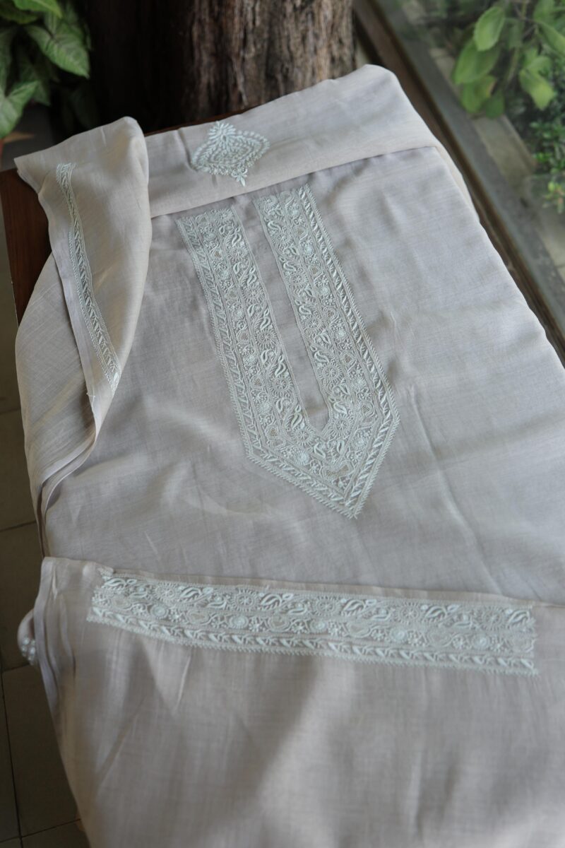 Malmal Chikankari Unstitched Men's Kurtas Fabrics