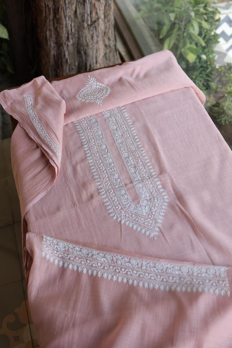 Malmal Chikankari Unstitched Men's Kurtas Fabrics