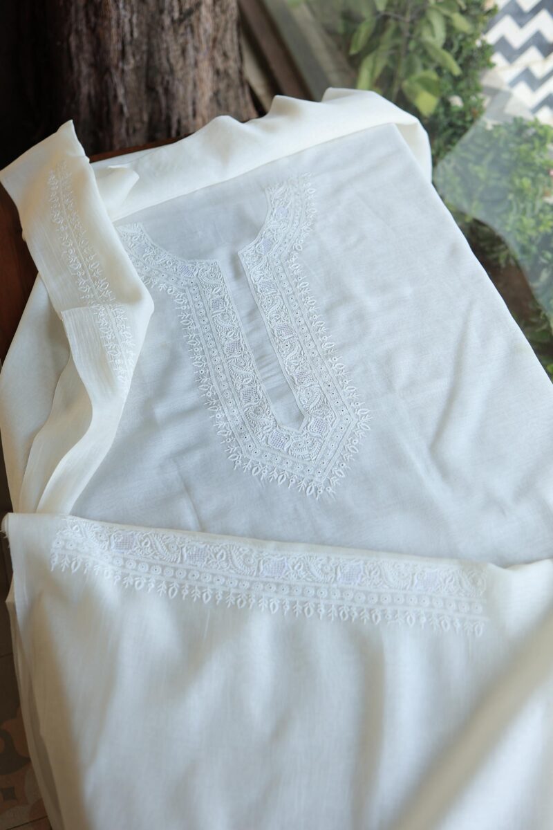 Malmal Chikankari Unstitched Men's Kurtas Fabrics