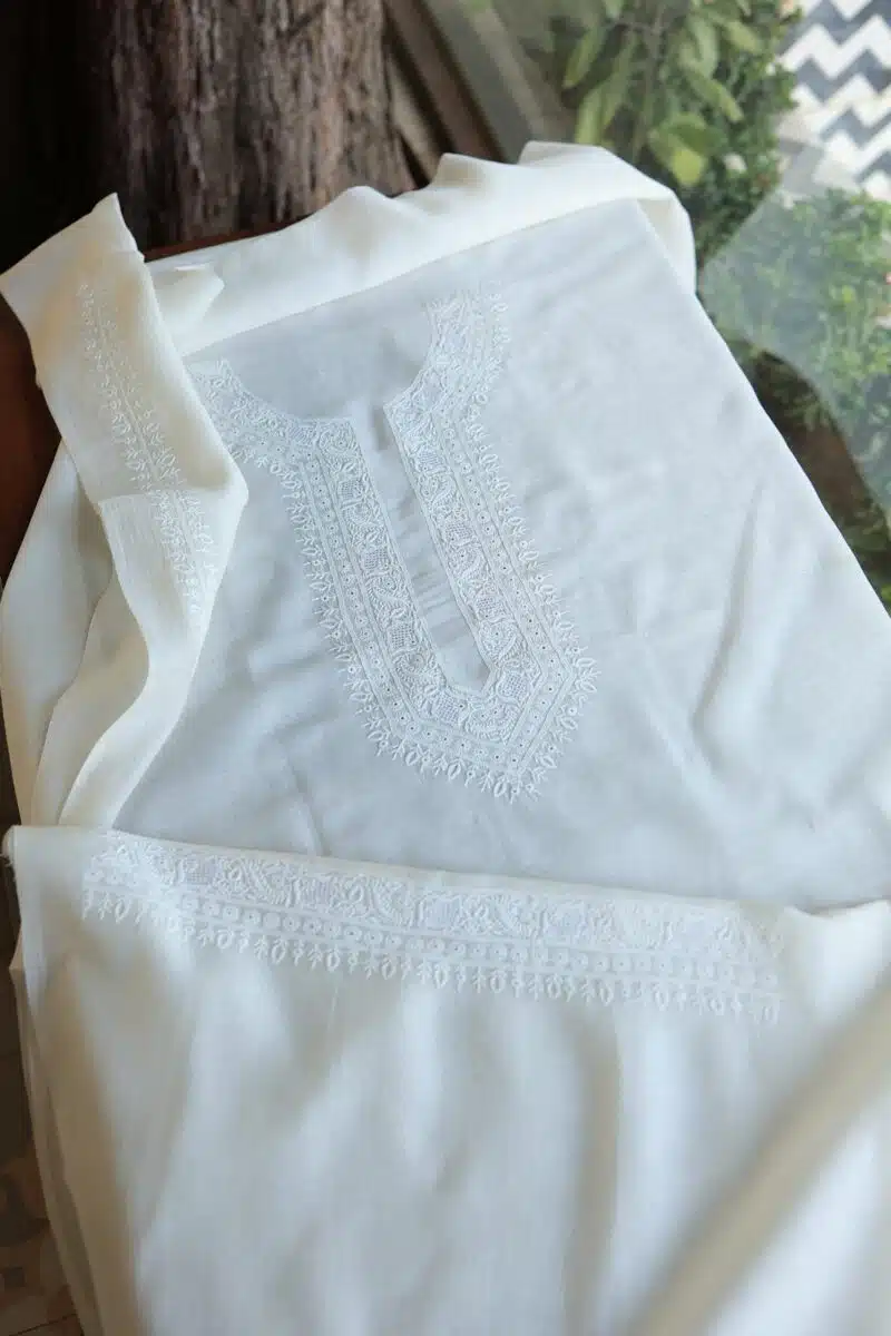 Malmal Chikankari Unstitched Men's Kurtas Fabrics