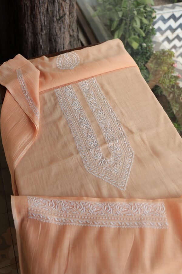 Malmal Chikankari Unstitched Men's Kurtas Fabrics - Image 2