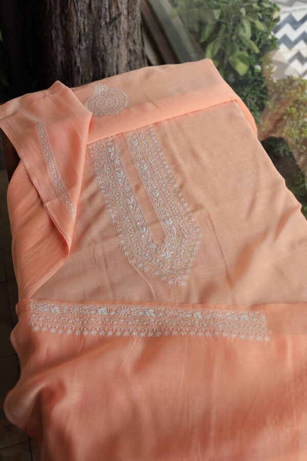 Malmal Chikankari Unstitched Men's Kurtas Fabrics - Image 2
