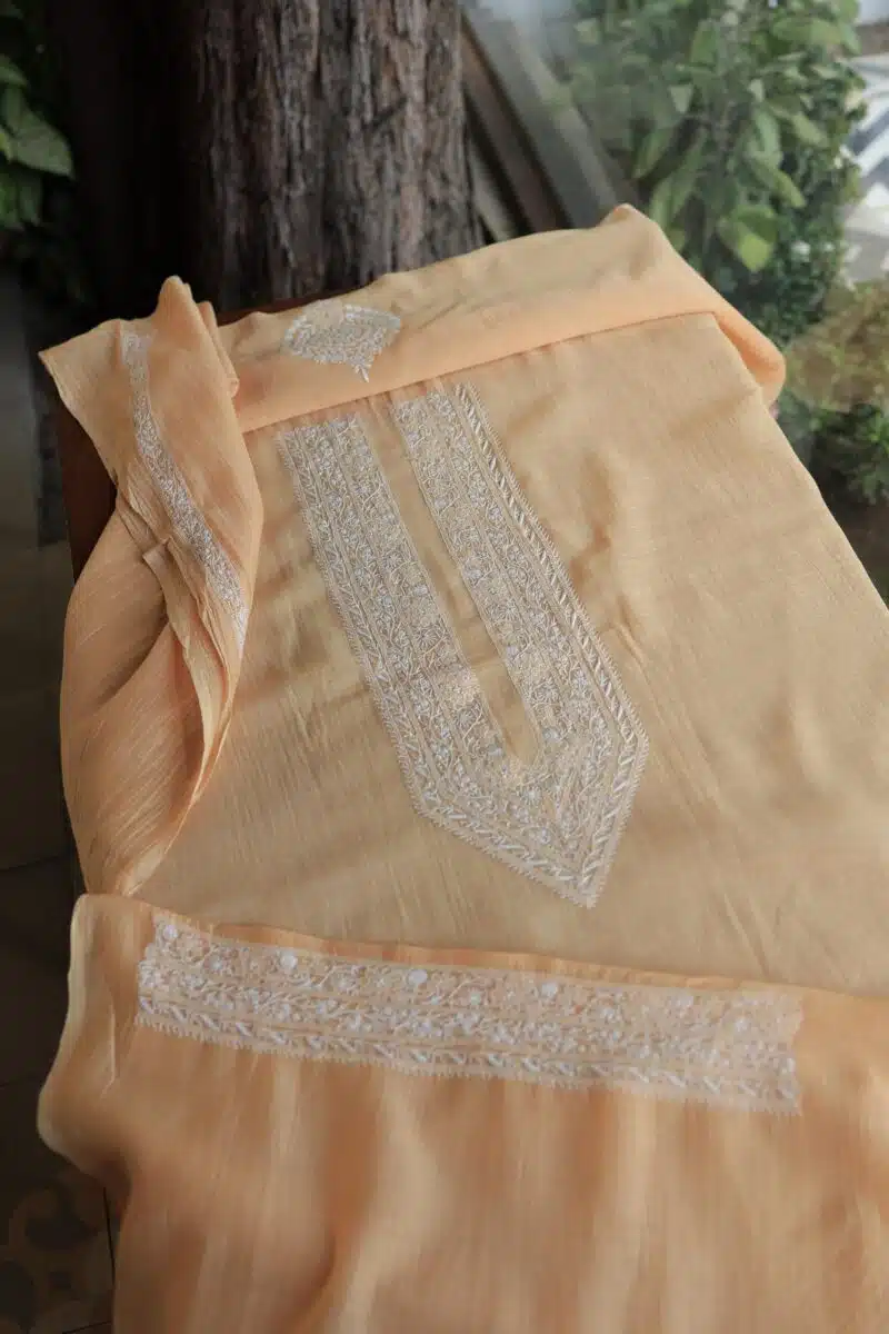 Malmal Chikankari Unstitched Men's Kurtas Fabrics