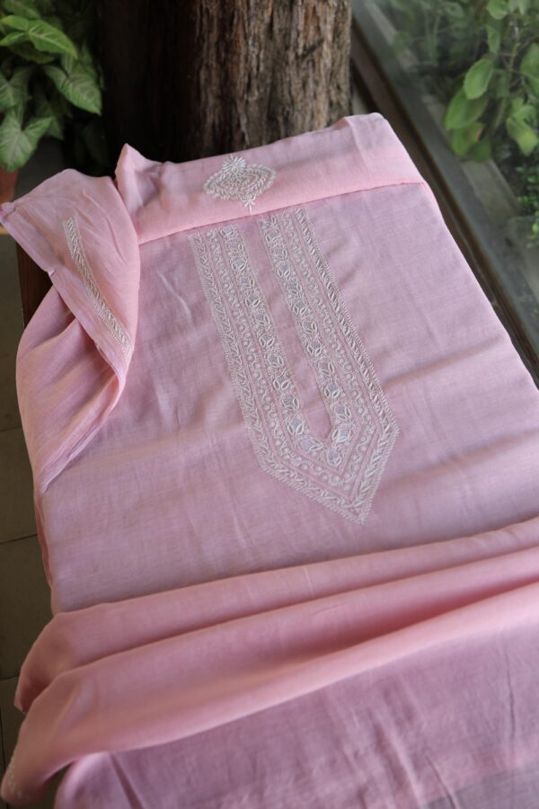 Malmal Chikankari Unstitched Men's Kurtas Fabrics - Image 6