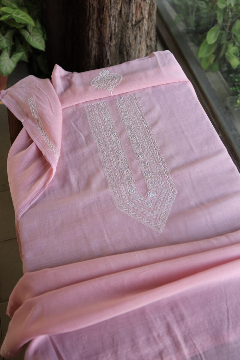 Malmal Chikankari Unstitched Men's Kurtas Fabrics