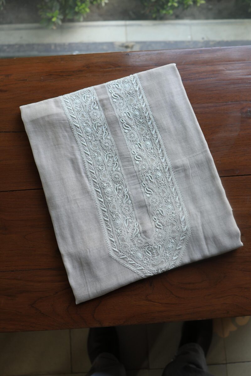 Malmal Chikankari Unstitched Men's Kurtas Fabrics